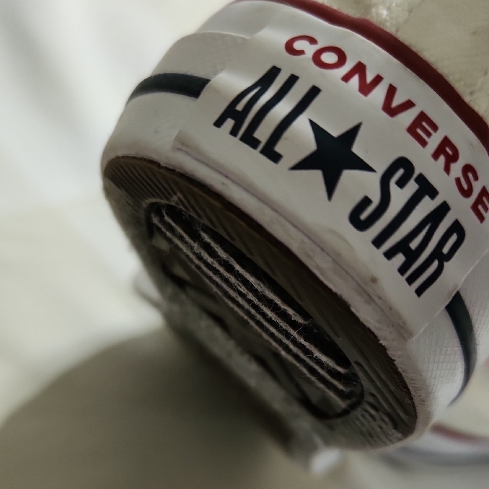 Converse High Tops in Cream with Red and Blue Accents - Picture 6 of 11